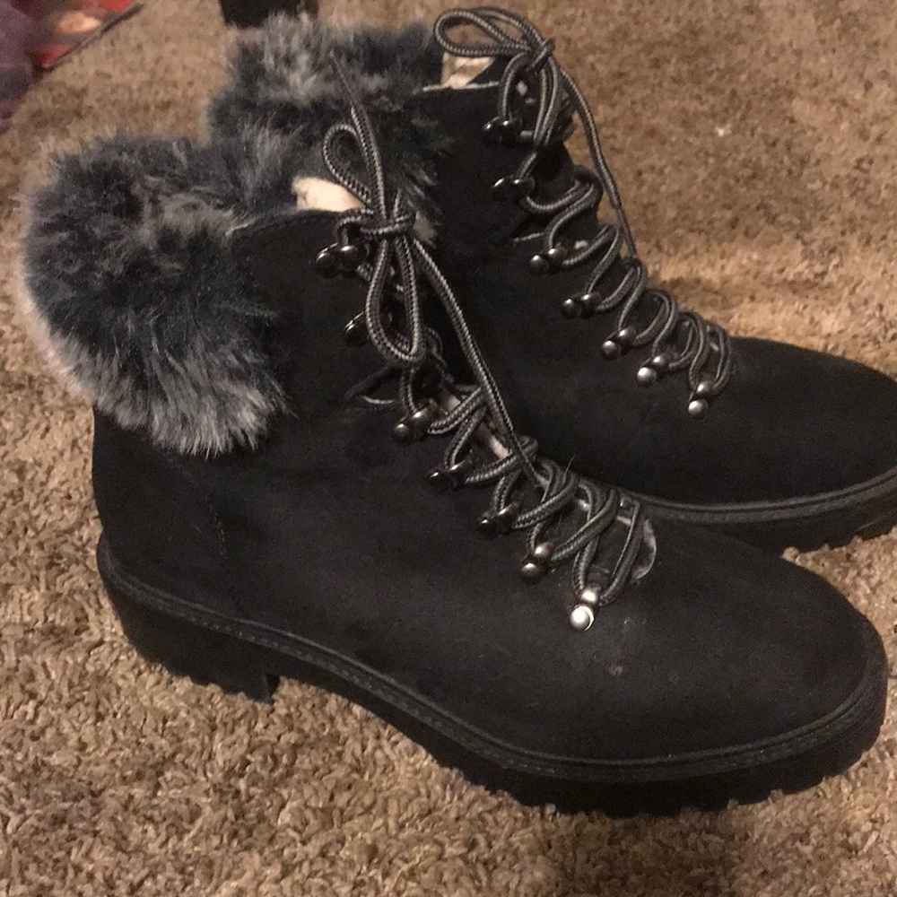 Furry combat boots